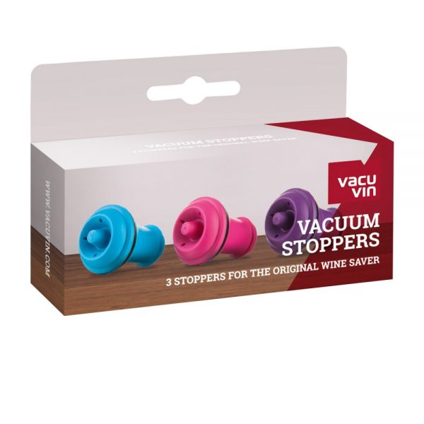 Vacu Vin Vacuum Wine Stopper Pink/Blue/Purple Set of 3